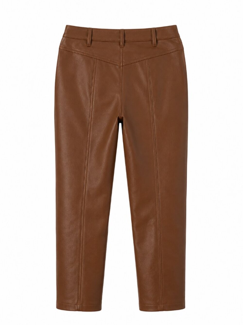 Aritzia Wilfred Vegan Leather Straight-Leg Pants Chocolate Brown Size 6 - Picture 3 of 4